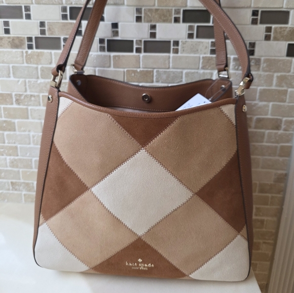 NWT Kate Spade New York Patchwork Suede Leila In Warm Ginger - Picture 13 of 14